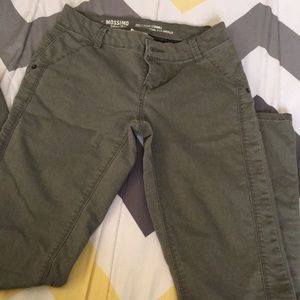 Olive green mission jeans